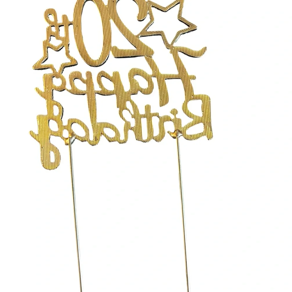 Gold/Rhinestone Happy Birthday Cake Topper